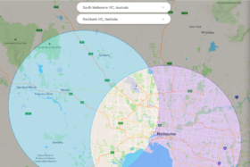 Overlap of Bubbles on the map of Melbourne