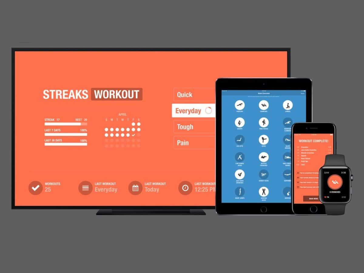 TV with Streaks Workout app open