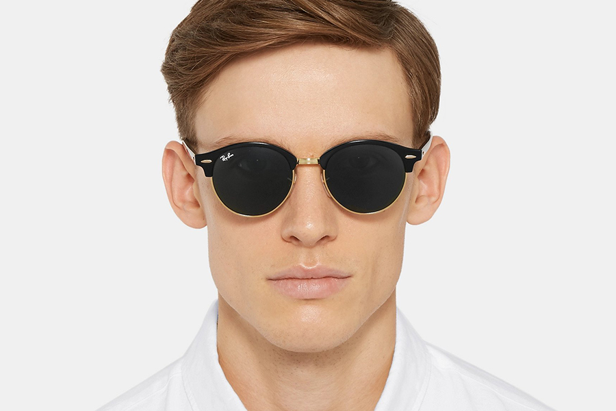 Ray-Ban Clubmaster Round-Frame Acetate and Gold-Tone Polarised Sunglasses Christmas Gift Guide Stylish Man