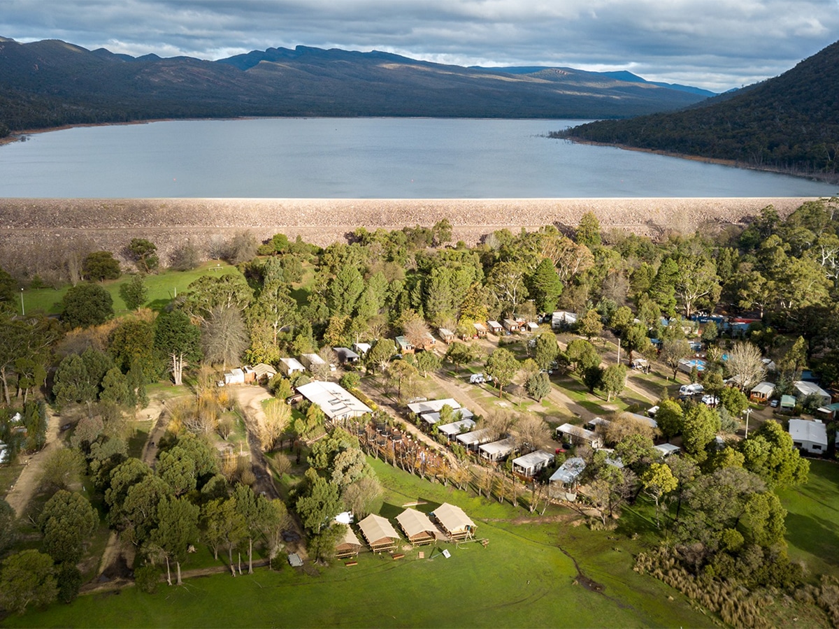 halls gap lakeside tourist park grampians national park birds eye view