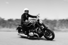 A man riding a BMW Motorrad R18