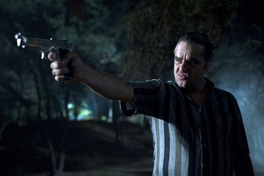 Frank Lammers from Netflix Undercover: Season 2 holding a gun