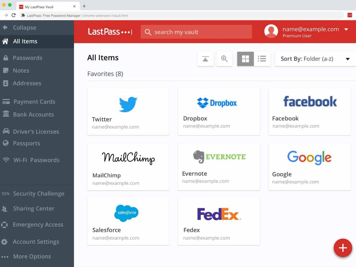 LastPass Ext homescreen