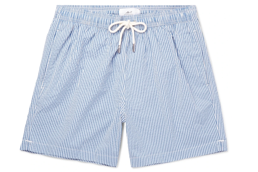 MR P. Striped Cotton-Blend Seersucker Swim Shorts