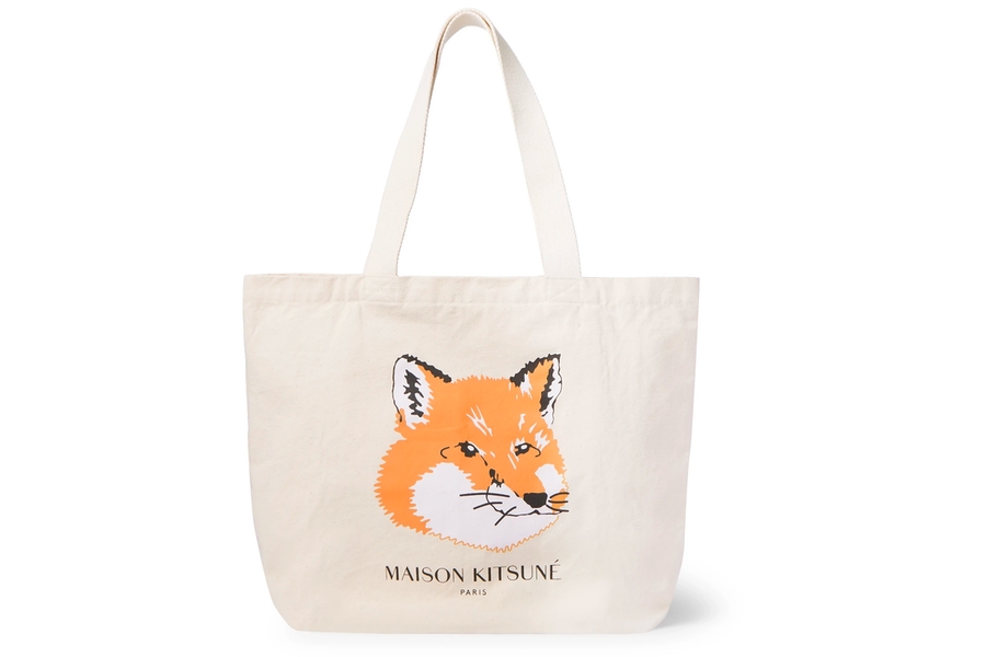 Maison Kitsune Logo-Print Cotton-Canvas Tote Bag