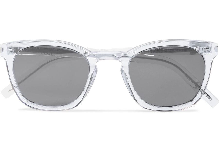 SAINT LAURENT D-Frame Acetate and Silver-Tone Sunglasses