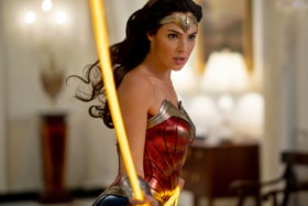 Gal Gadot as Wonder Woman with her Lasso of Truth