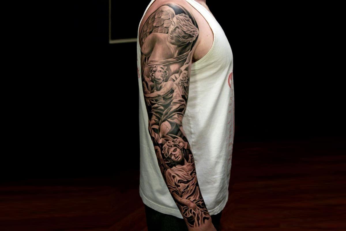 Top 73 Religious Sleeve Tattoo Ideas 2021 Inspiration Guide