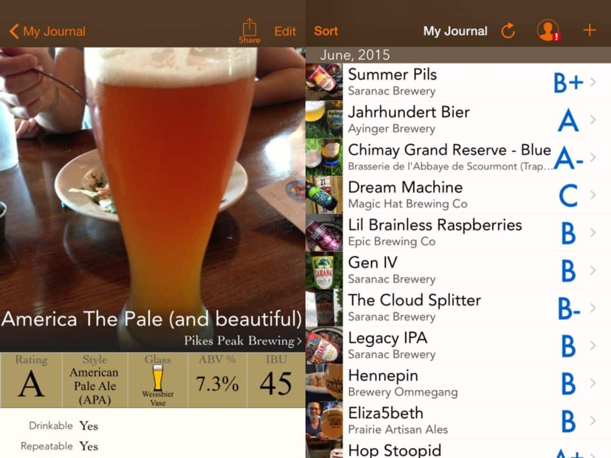 myBeerNation app screens