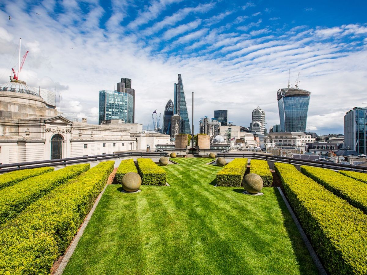 Green garden at Coq D’Argent rooftop bar