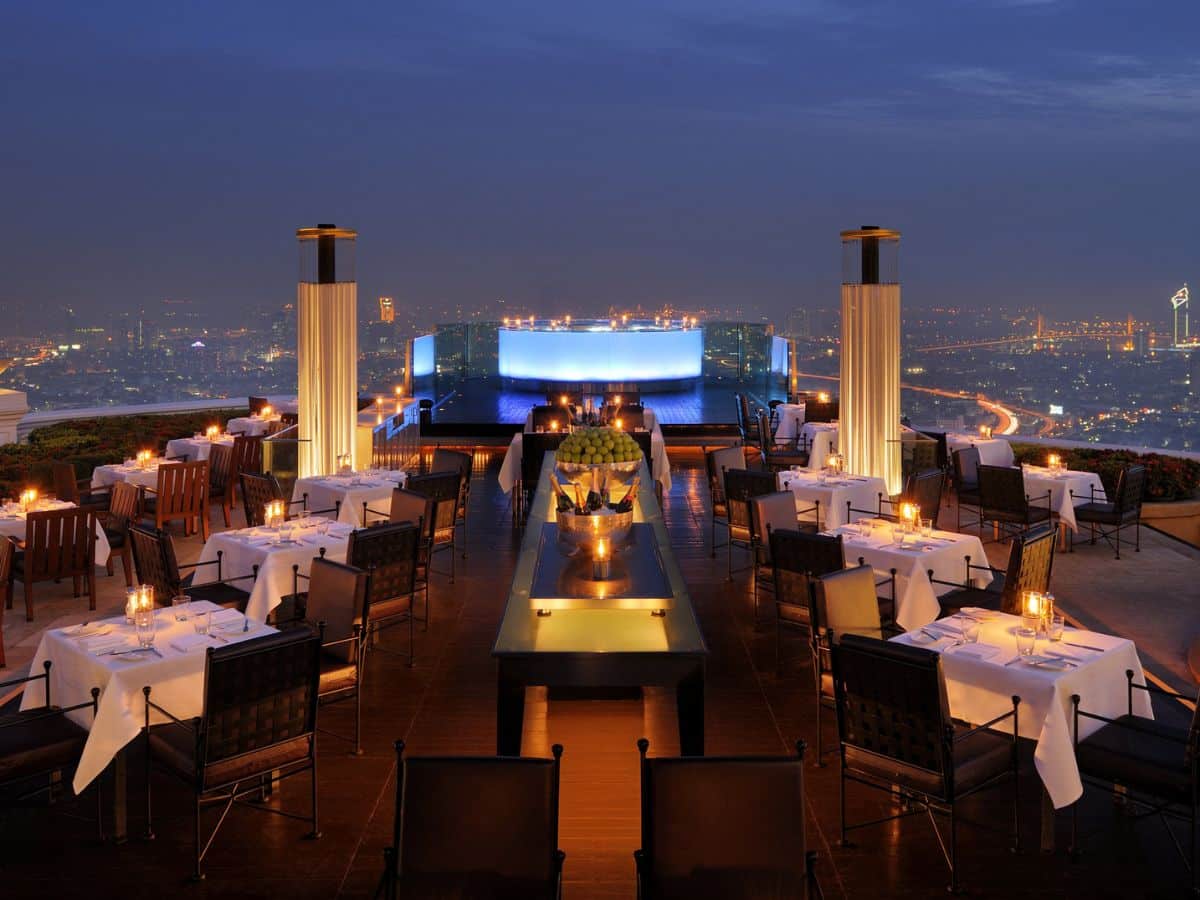Candlelit tables at Sky Bar