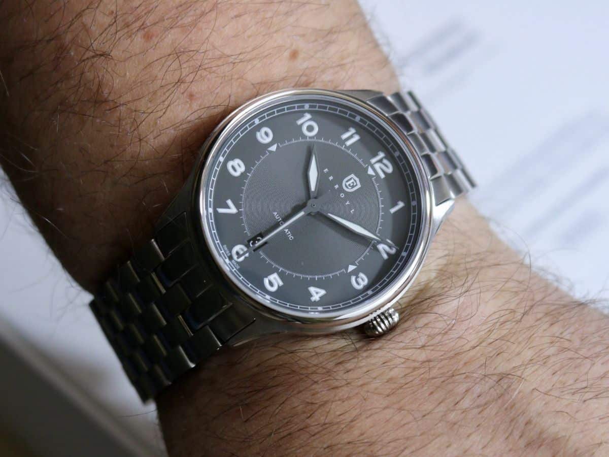 Erroyl watch on a person's wrist