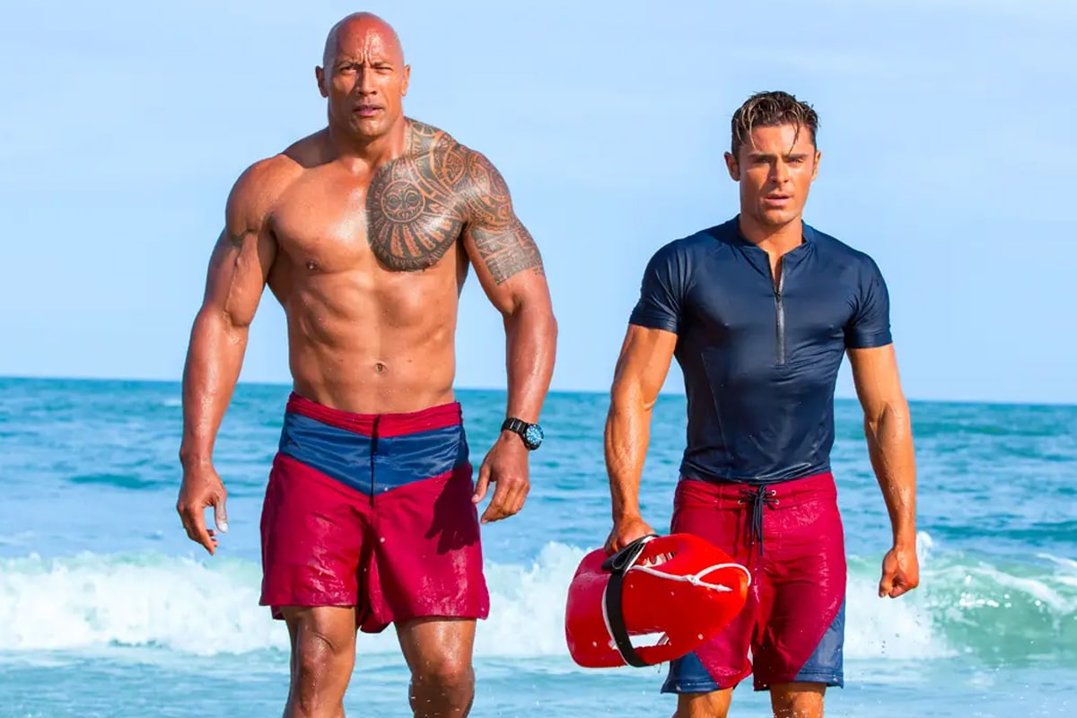 Dwayne Johnson and Zac Efron in the poster from Baywatch movie