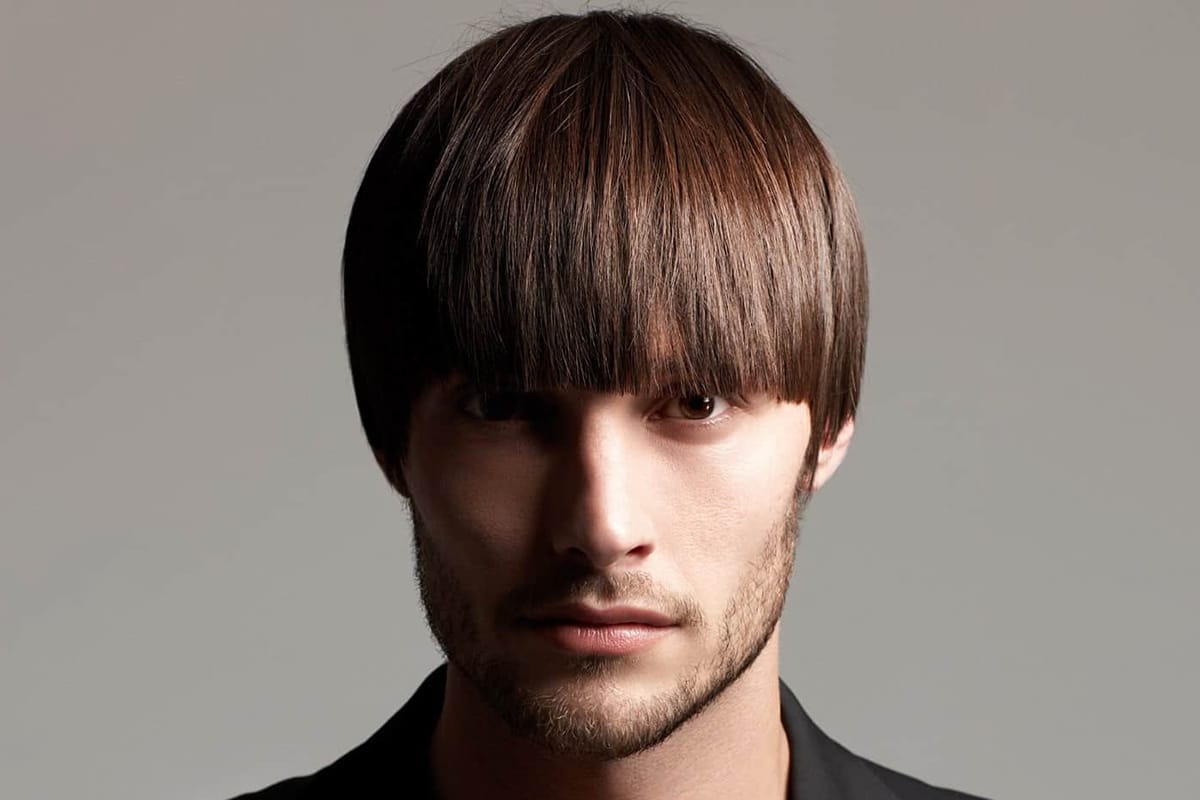 men's bowl cut with a natural fringe