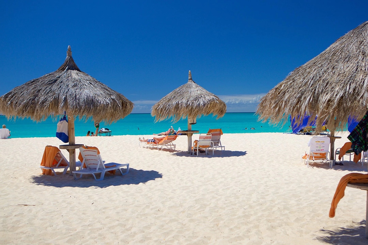 Beach Umbrellas on the eagle beach in aruba