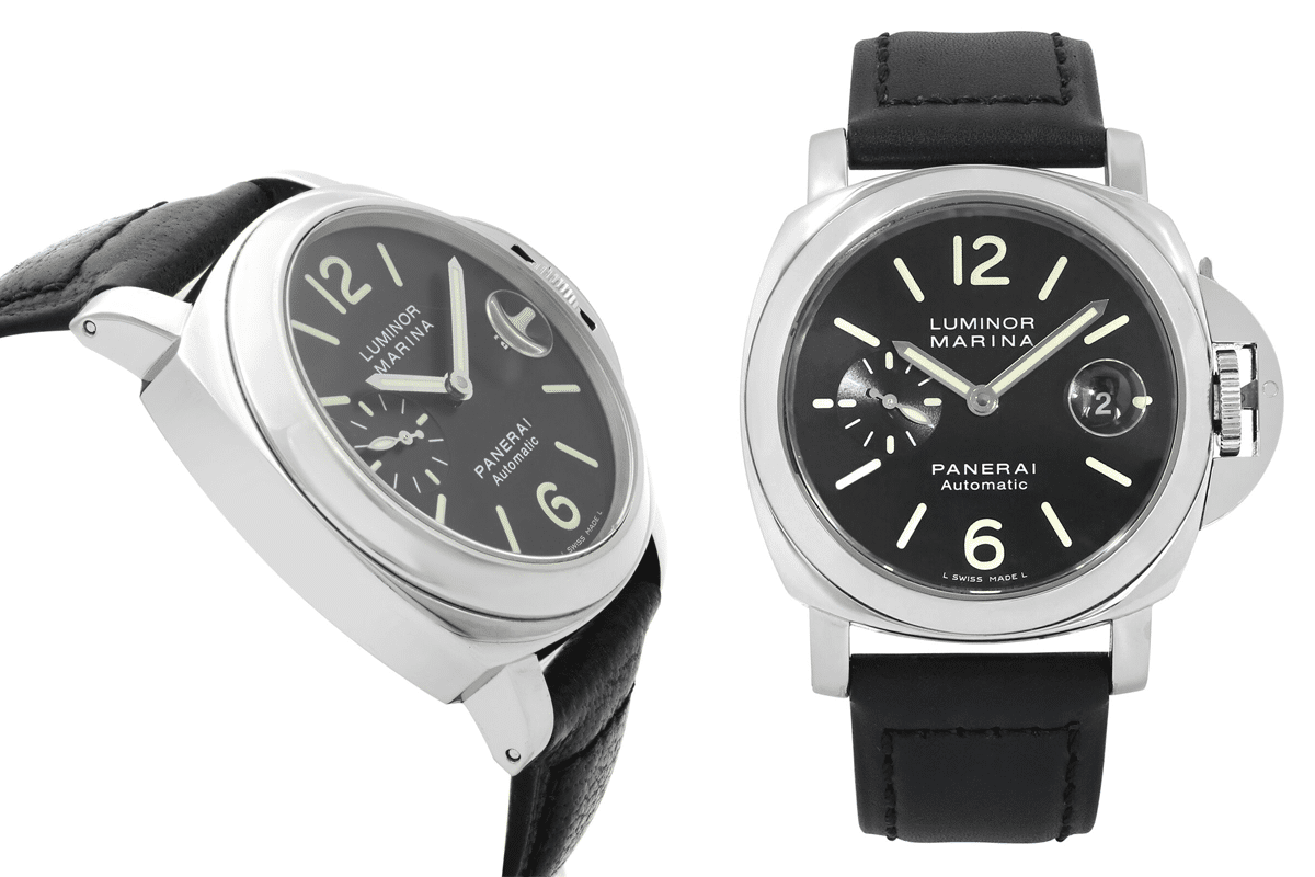 Panerai luminor marina black dial date steel automatic mens watch pam00104