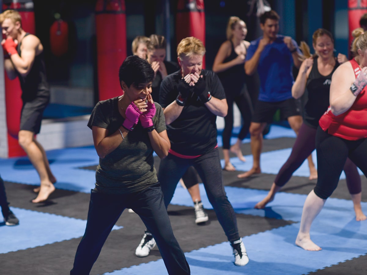 boxing training at white collar boxing gym