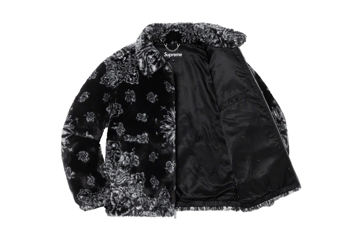 supreme bandana faux fur bomber