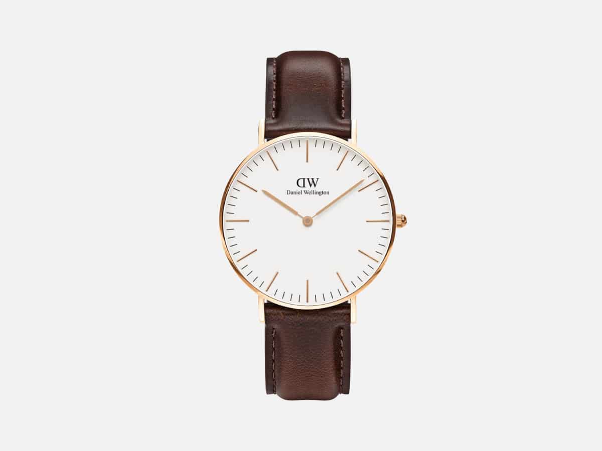 Product image of Dapper 36 Bristol Rose Gold White watch with plain white background