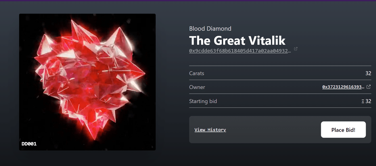 Nft diamond the great vitalik