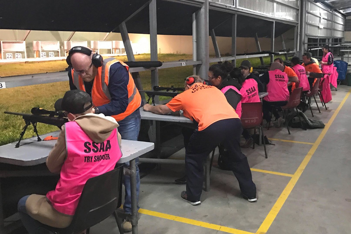 Group Of People Practice Gun Shooting at holroyd rifle range pigeon club