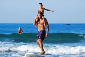 Father and Son Surfing on Wurtulla Beach