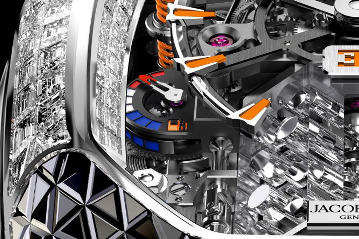 Jacob co bugatti chiron tourbillon baguette black and orange watch 1