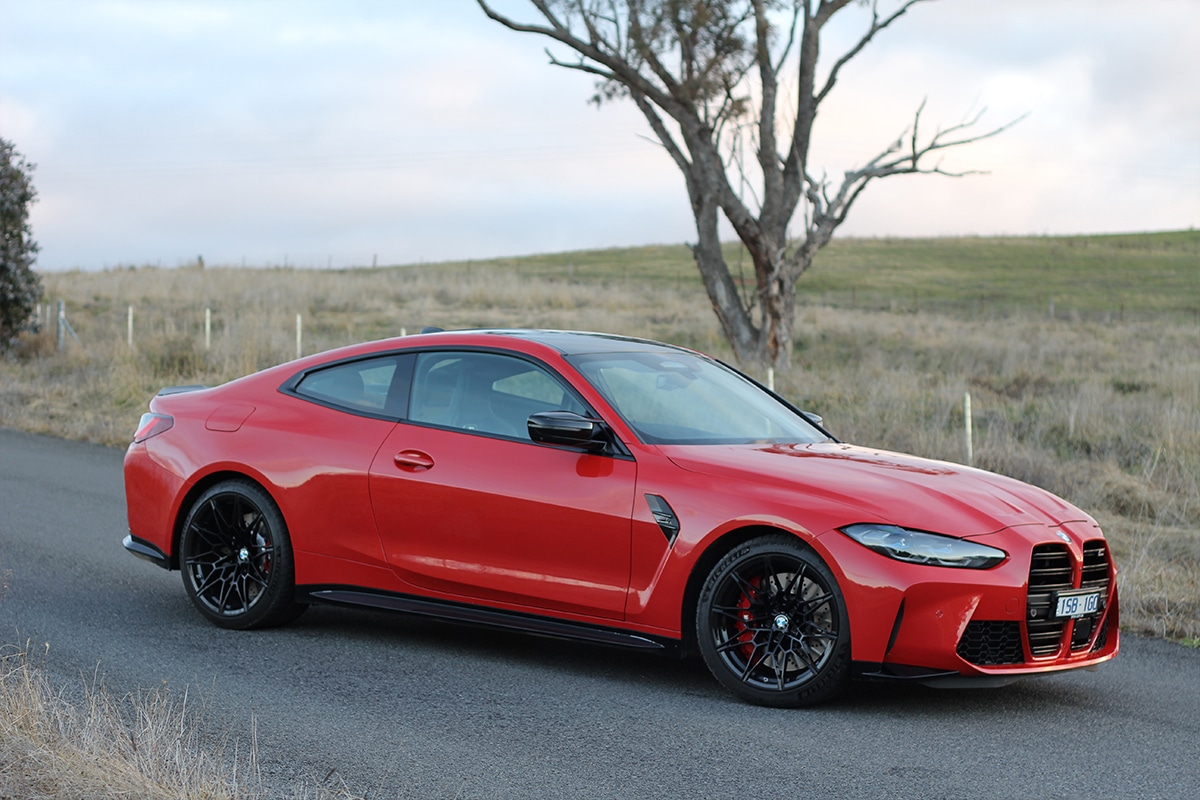 2021 bmw m4 competition side on close up 2