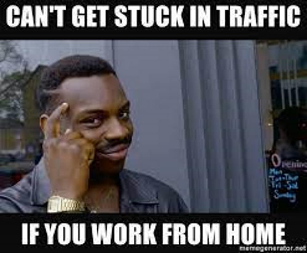 Work from home traffic meme