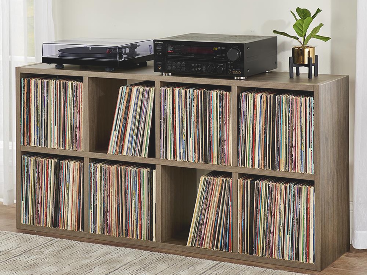 Vinyl Storage Record Rack Stand Shelf LP Crate Album Furniture Vintage Cabinet 