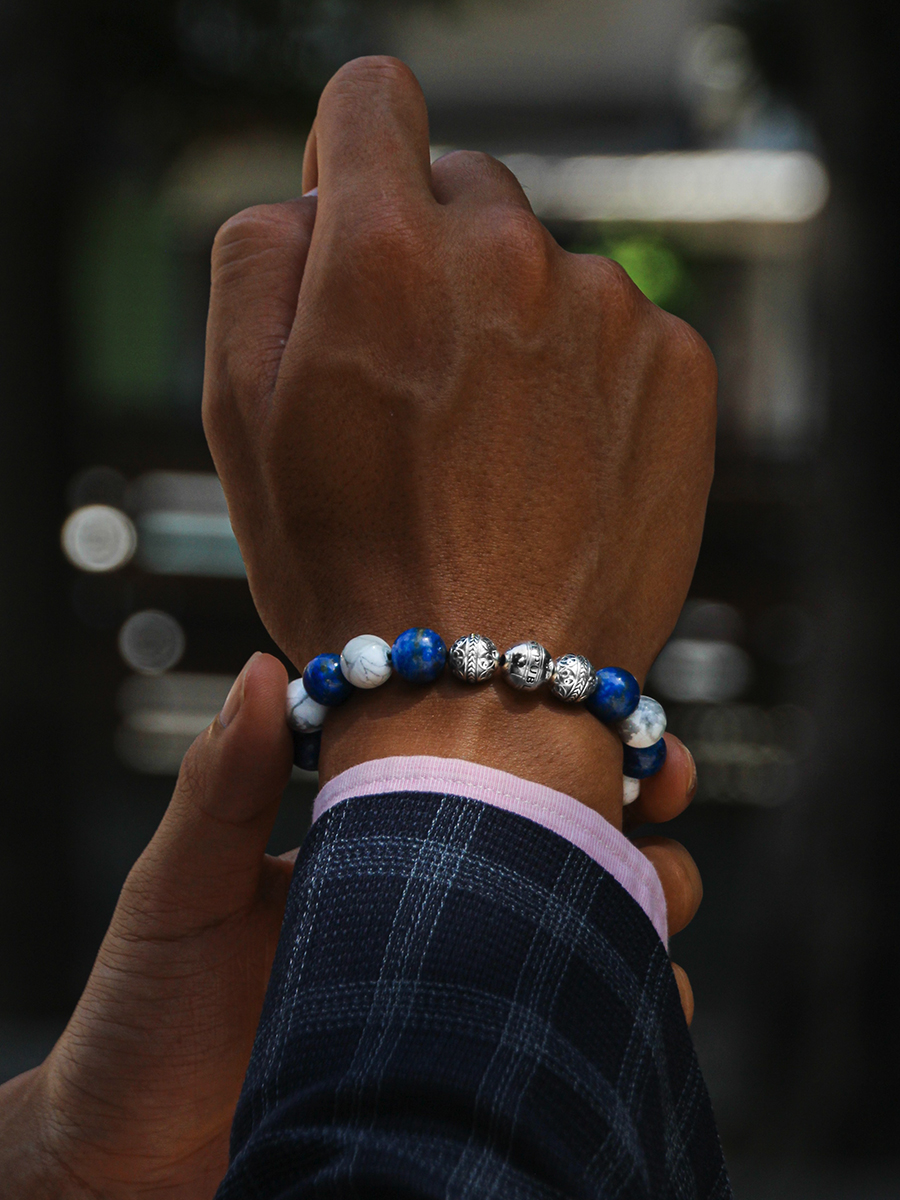 Alexander McQueen Light Blue Skull Bracelet for Men | Lyst