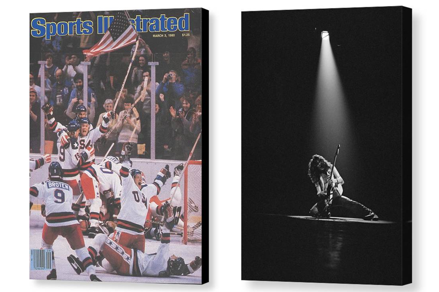 Affordable canvas prints featuring iconic moments in sports and music, perfect for enhancing home decor.