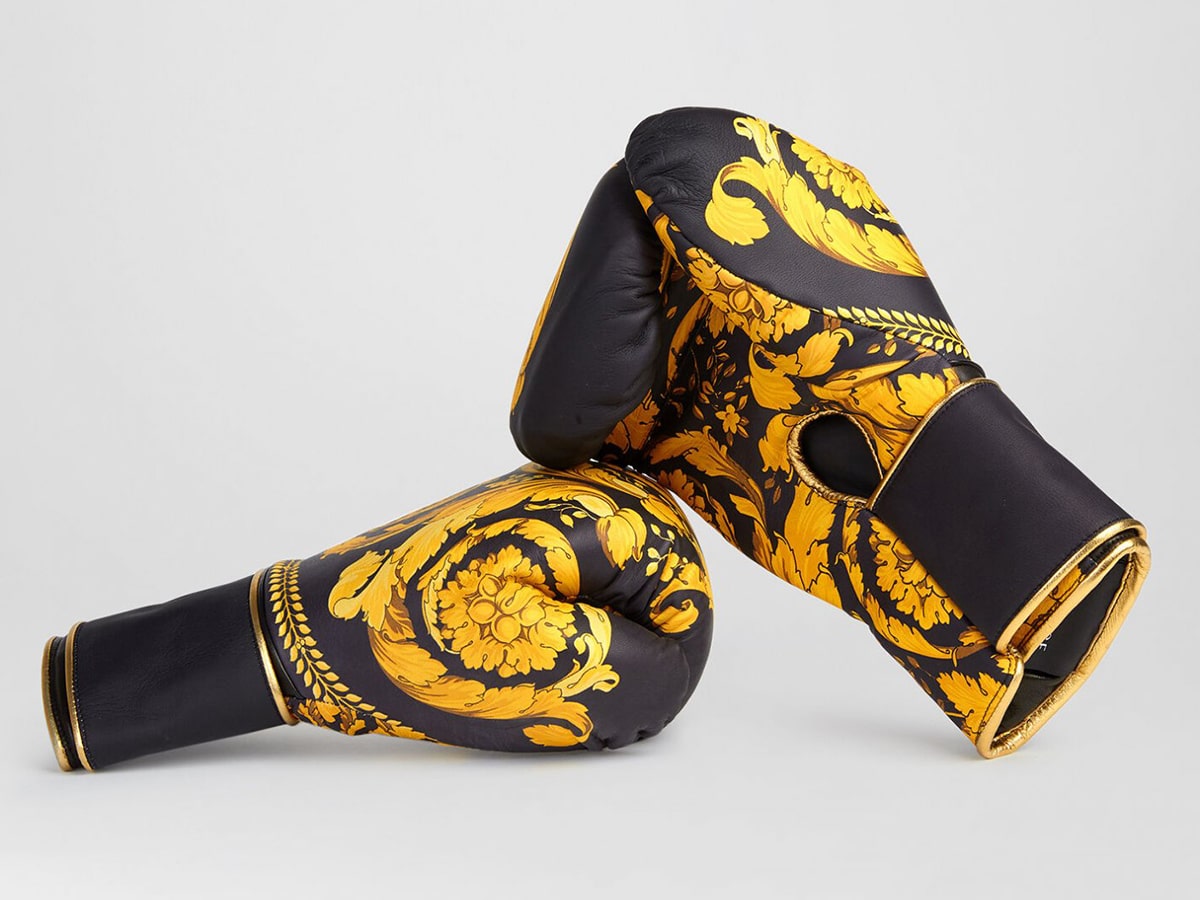 versace black gold boxing gloves