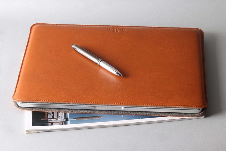 slim leather macbook sleeve case on s pen