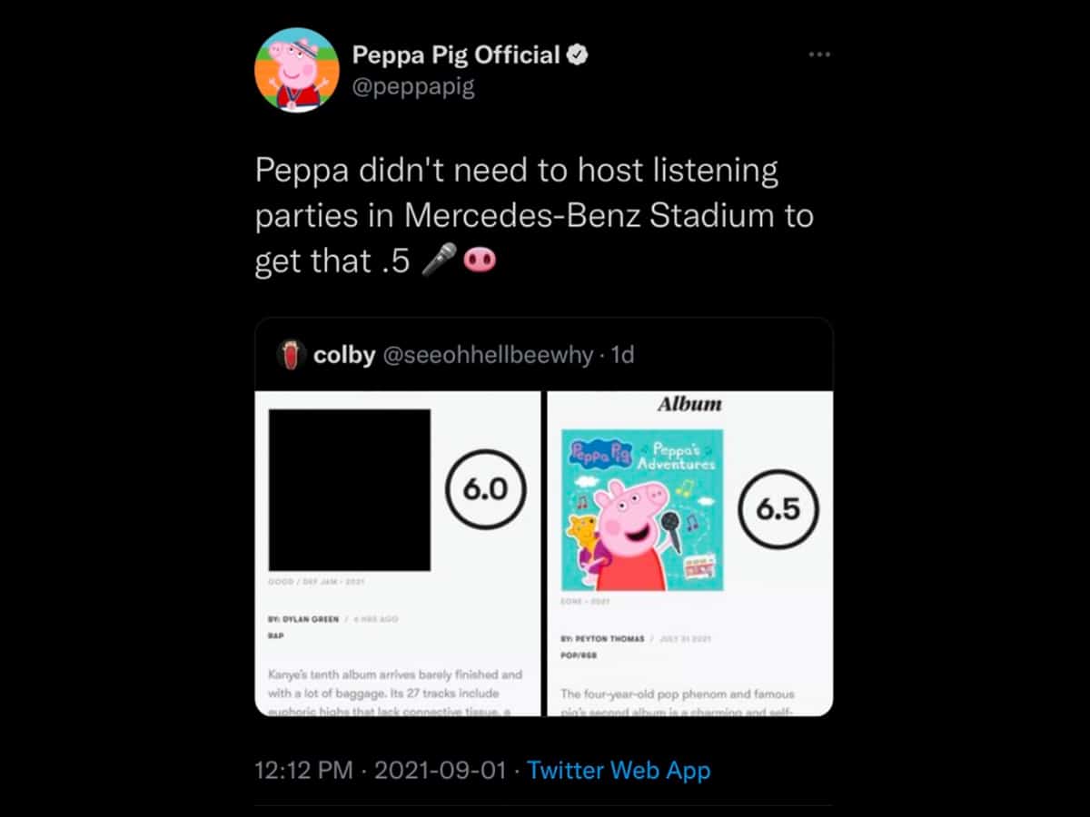 Kanye west peppa pig tweet 1