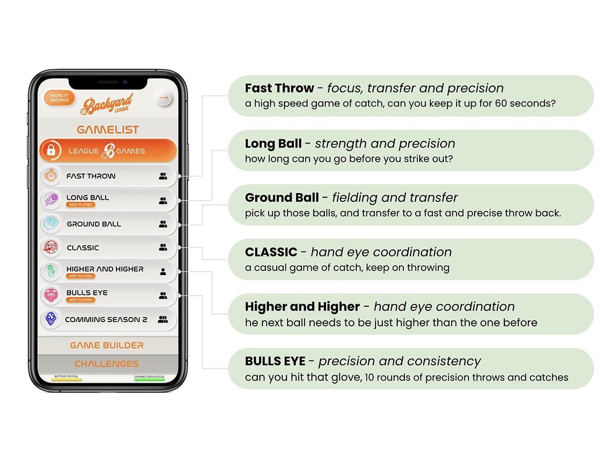 Stat tracking smart baseball gamelsit