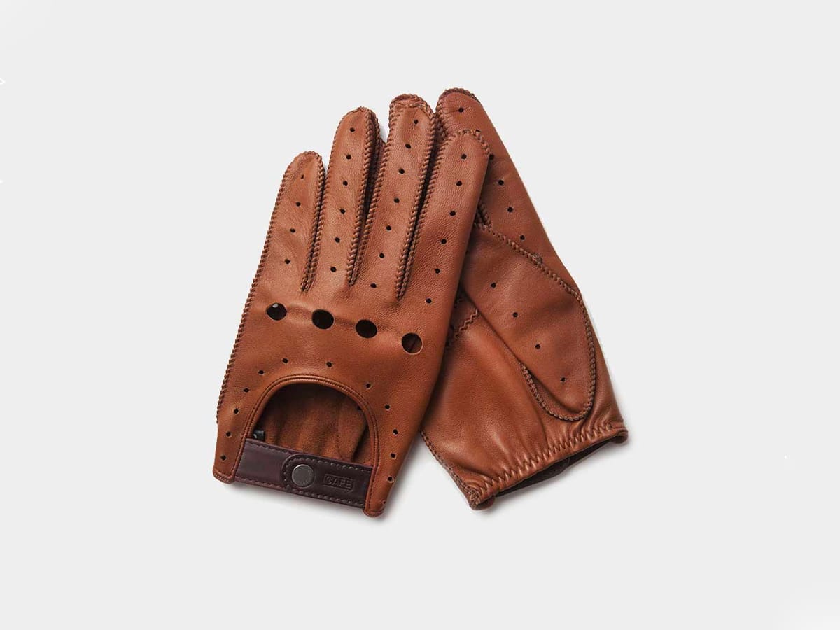 2 cafe leather triton driving gloves roasted