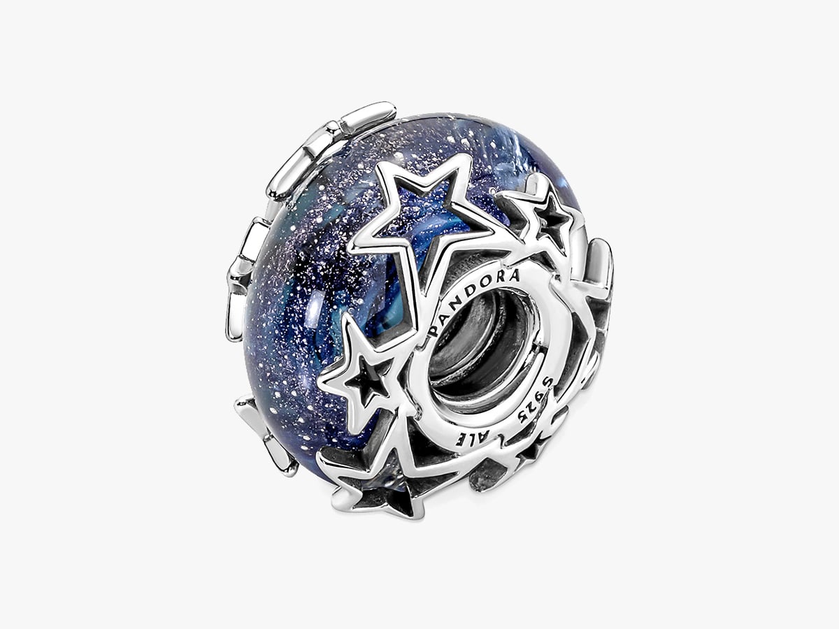 Galaxy blue star murano charm
