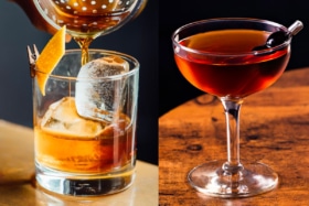 Old fashioned vs manhattan cocktail