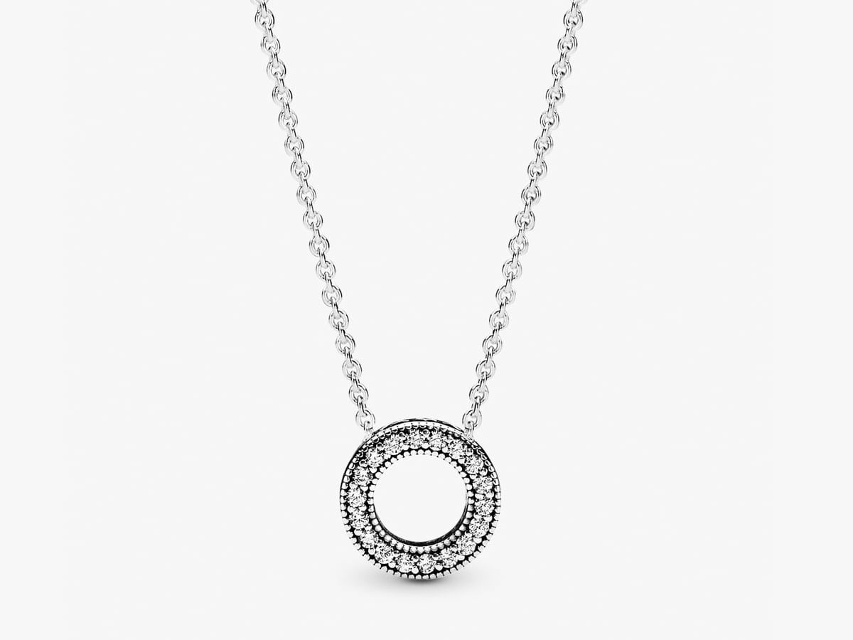 Pandora logo pave circle collier necklace