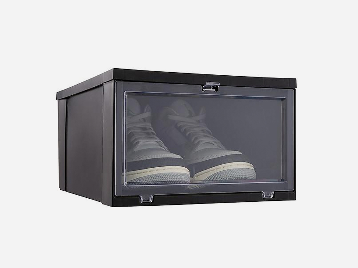The container store x large black drop front shoe box