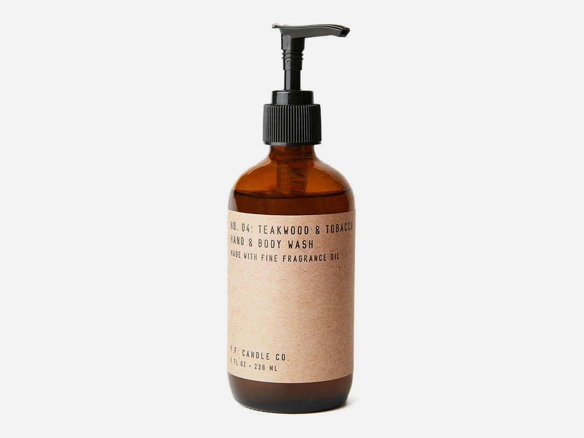 P f candle co teakwood tobacco hand body wash