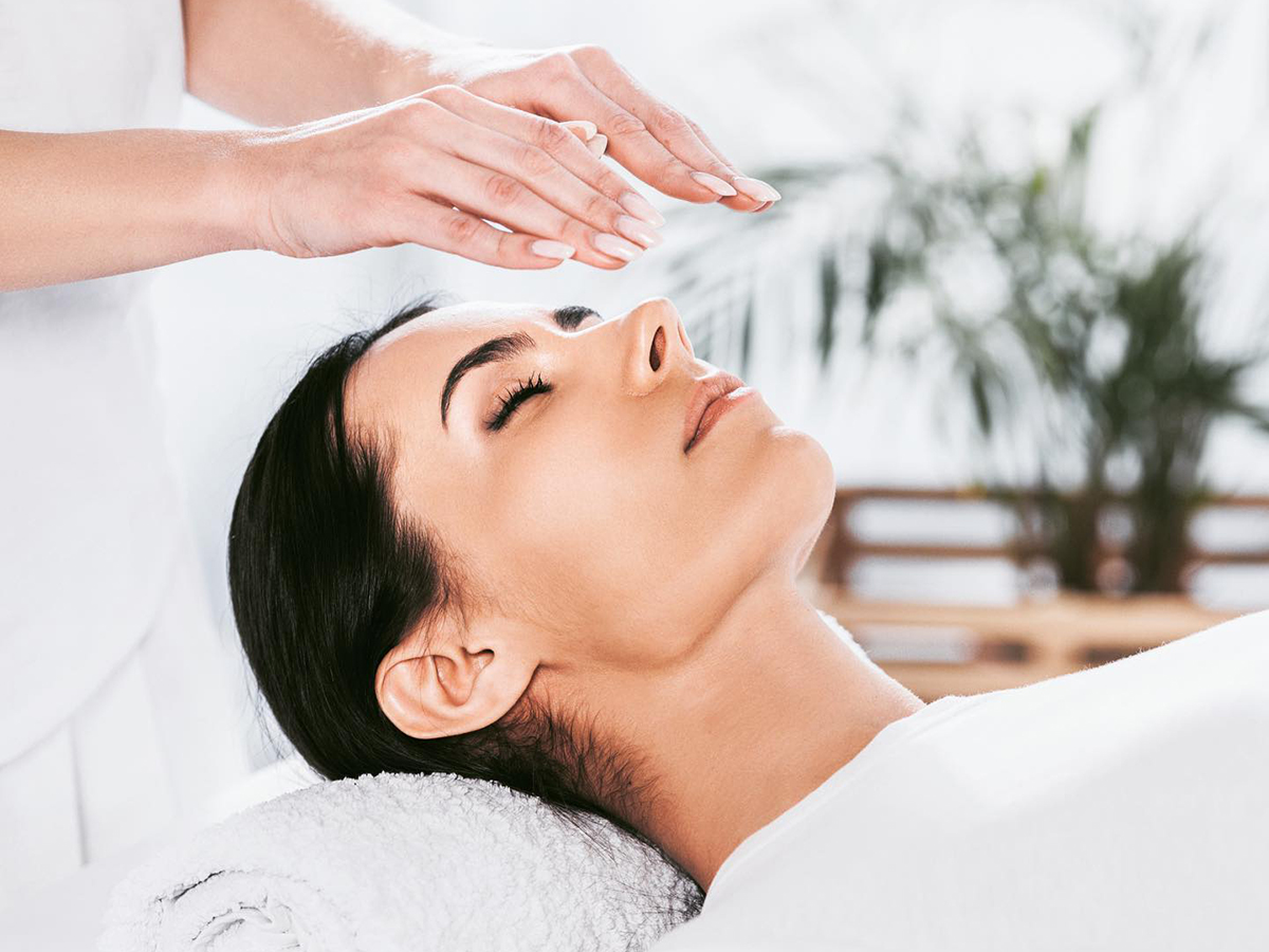 woman getting face massage at natures energy balmain