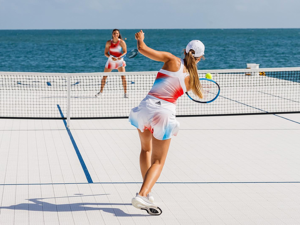 Adidas floating tennis court