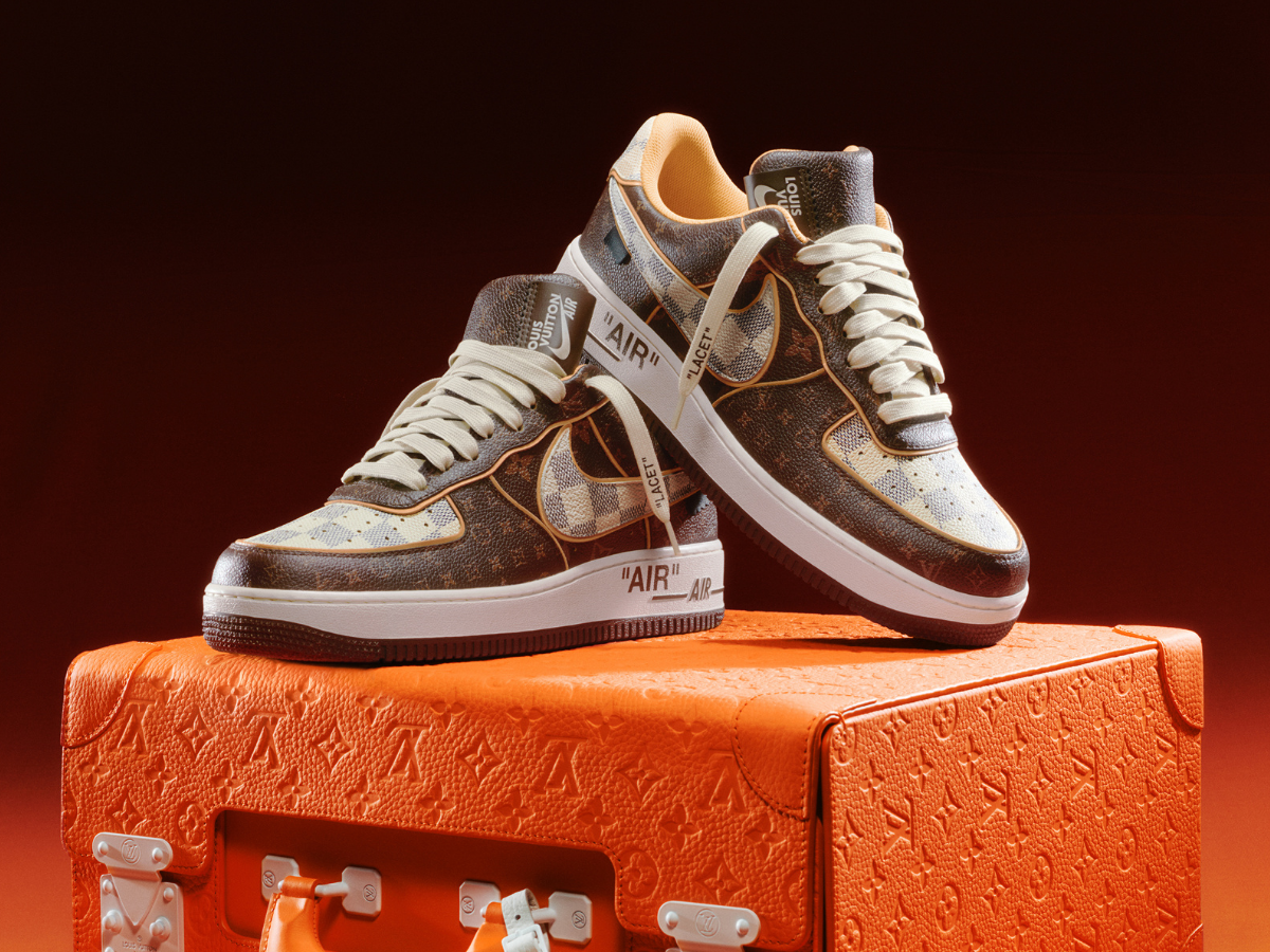 Louis Vuitton x Nike Air Force 1 07 Low Black Metallic Gold Brown Shoe -  Praise To Heaven