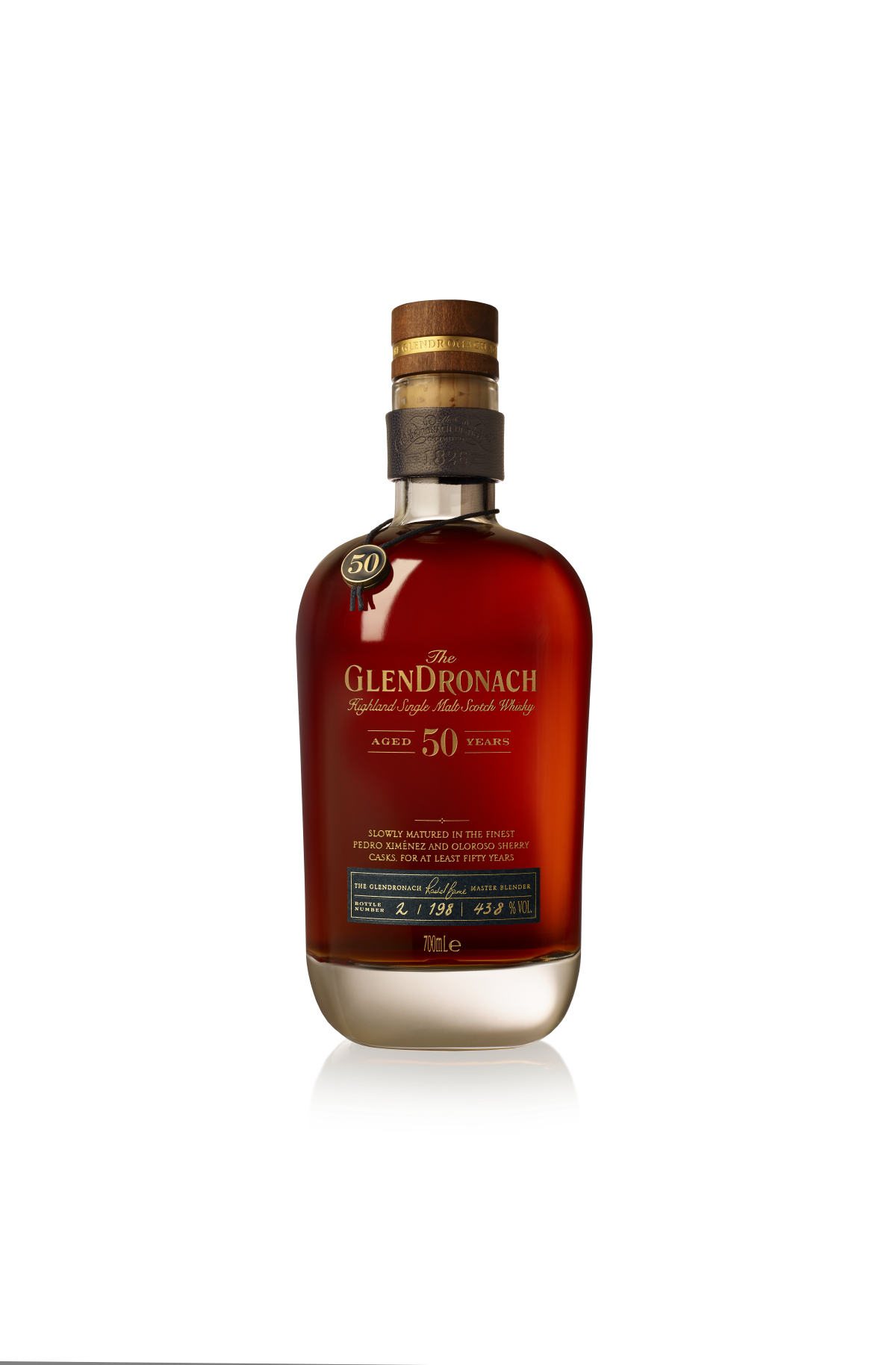 The glendronach 50yo bottle shot no background