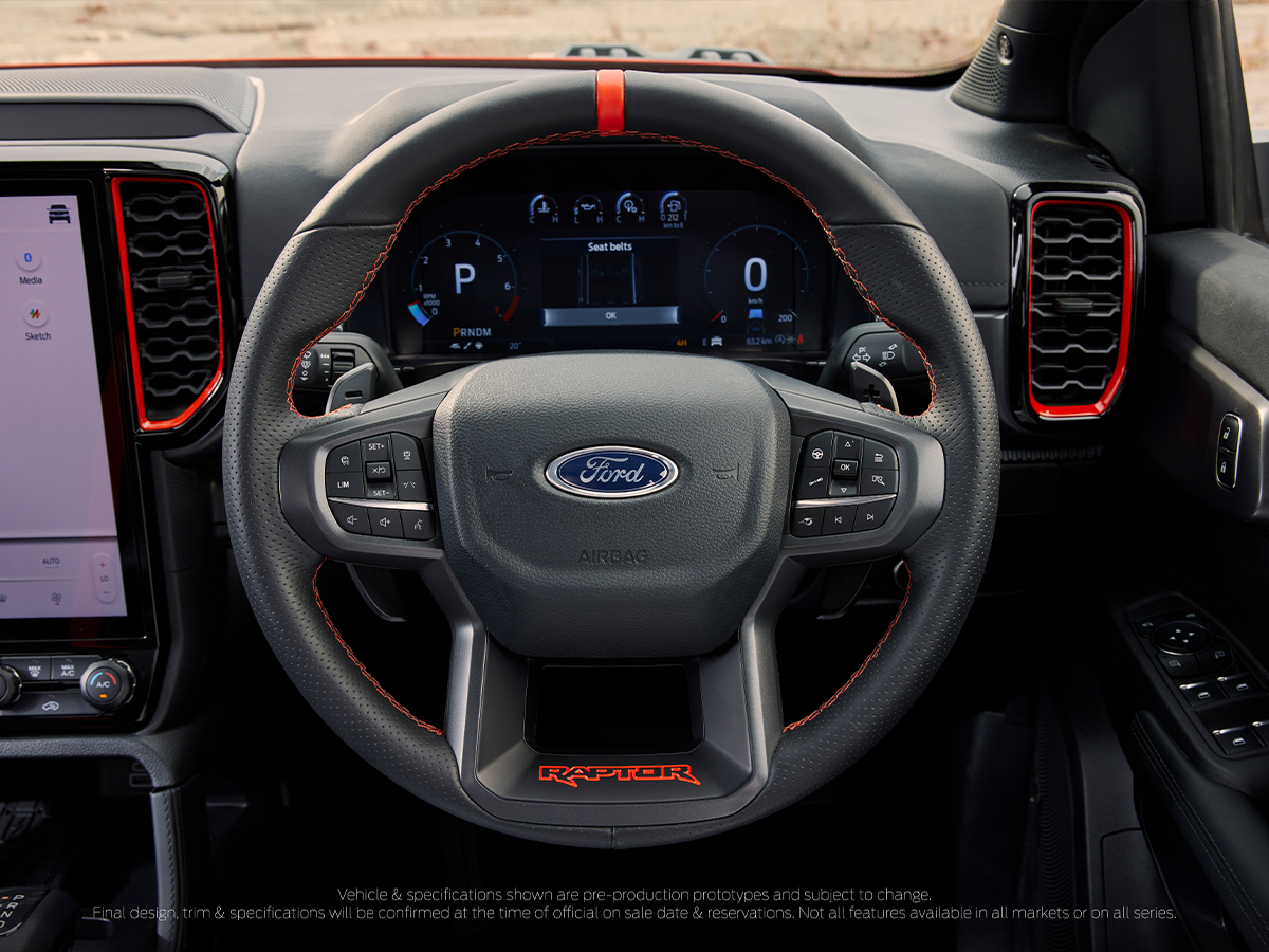 2022 ford ranger raptor interior steering wheel