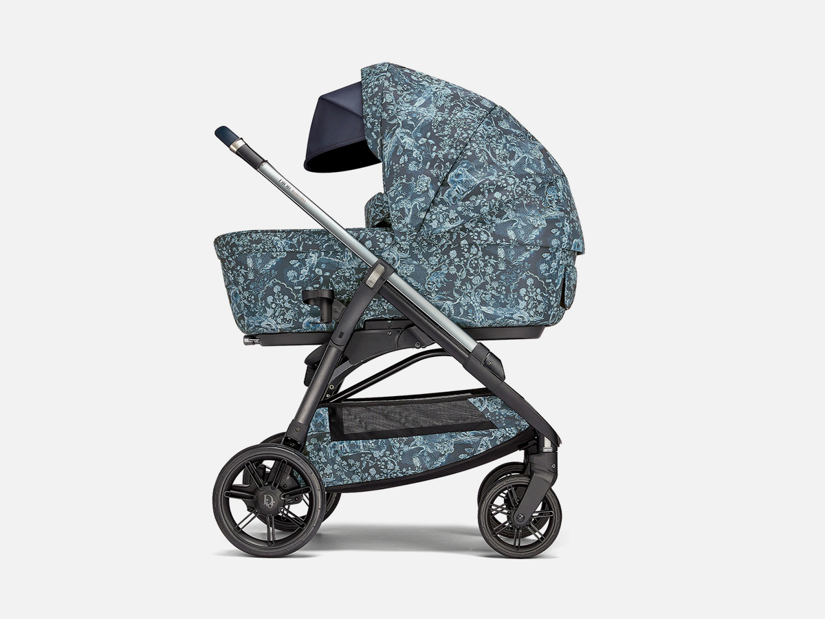 Bassinet and Stroller Combo Blue and Beige Water-Repellent Canvas with Dior  Oblique Print