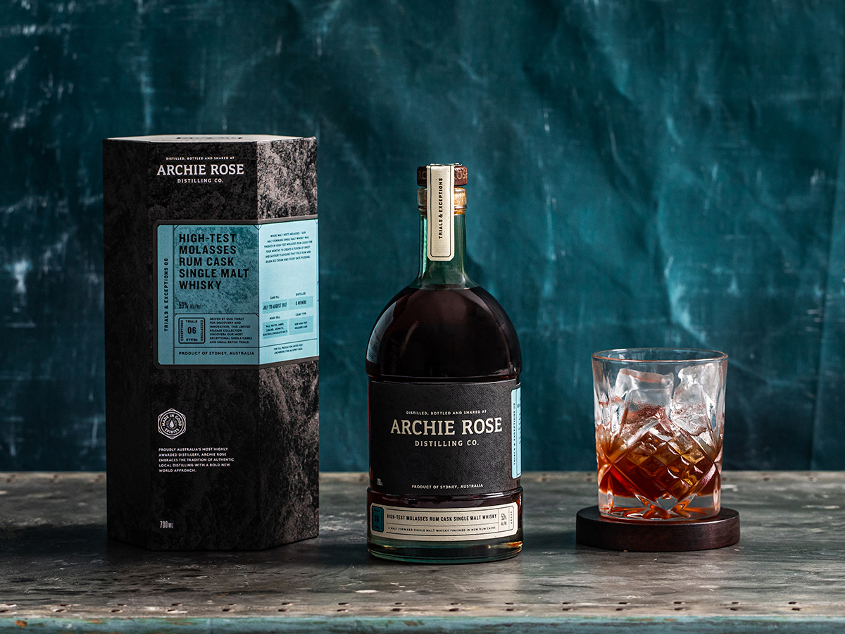 Archie rose red high test molasses rum cask single malt whisky
