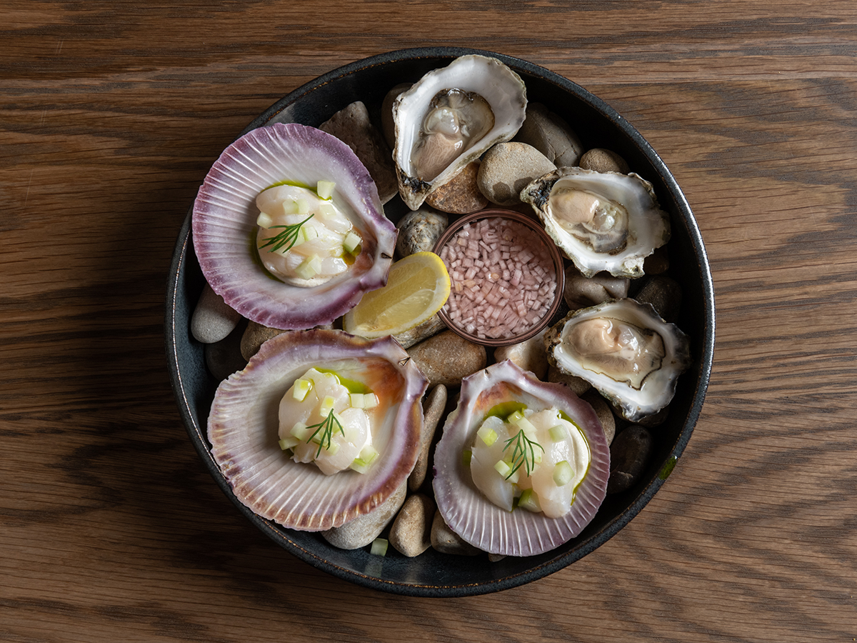 Freshly shucked oysters with champagne mignonette